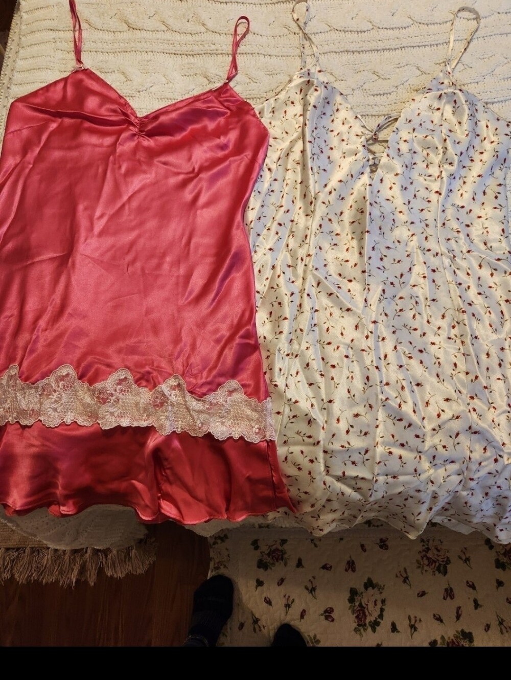 Set Of Two ! Women's Pink Satin Victoria's Secret Nightgown with Lace Trim